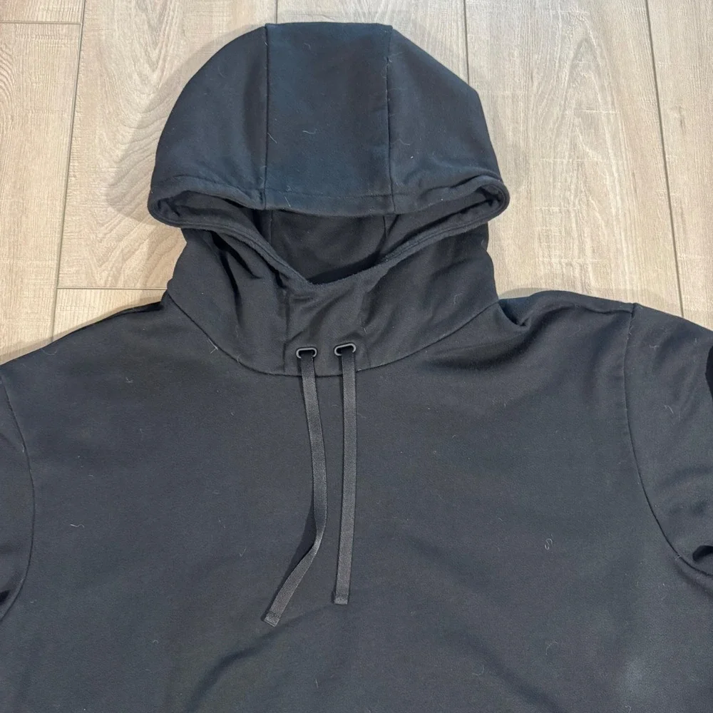 Alo Yoga Pullover Hoodie Women L Black Zipper Pockets Athleisure, Logo Patch